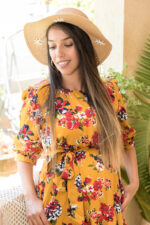 ⁦SATYA flower mustard dress⁩ – תמונה ⁦2⁩