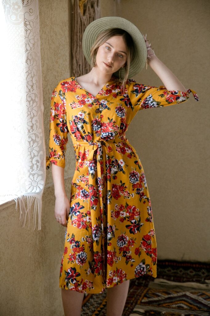 Flower zora mustard dress