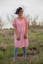 Red and white oversized tunic