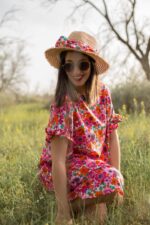 ⁦Tunic Oversize Flowers Orange Pink⁩ – תמונה ⁦3⁩