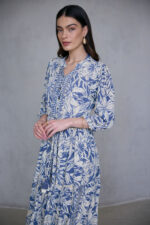 ⁦שמלת הלל פרחים Blue מוזהב⁩ – תמונה ⁦3⁩