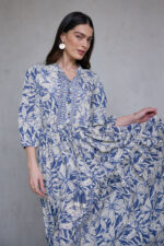 ⁦שמלת הלל פרחים Blue מוזהב⁩ – תמונה ⁦4⁩