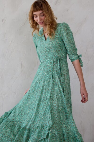 שמלת Bella Mia טורקיז מוזהב