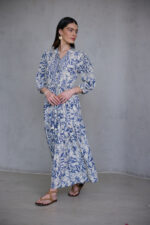 ⁦שמלת הלל פרחים Blue מוזהב⁩ – תמונה ⁦2⁩