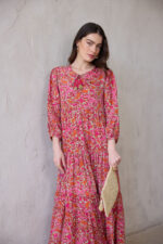 ⁦שמלת BoHo כתום ורוד⁩ – תמונה ⁦2⁩