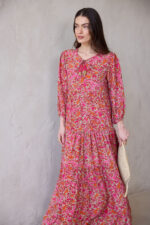 ⁦שמלת BoHo כתום ורוד⁩ – תמונה ⁦3⁩